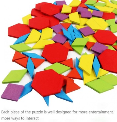 Joc montessori tip Tangram 155 piese din lemn - CX-19832 foto