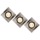 Set 3 spoturi &icirc;ncastrate LUCIDE FOCUS LED din metal cromat mat cu LED, GU10, IP20, model 11002/15/12, argintiu