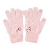 Manusi dama, marime 21cm - mink fur - pink