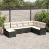 Set Canapea Gradina vidaXL 8 Piese, Ratan Poli Negru, Perne Incluse, Modular, Rezistent la Vreme, 5 Persoane