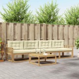 vidaXL Set de canapele de exterior cu pernă 4 pcs Alb și crem 3386019