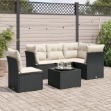 Cumpara ieftin Gossi set mobilier de gradina cu perne, 6 piese, negru, poliratan