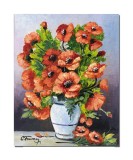 Cumpara ieftin Tablou pictat manual, Vaza cu maci imperiali, 50x40cm ulei pe panza, gata de expus pe perete