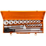 Set tubulare 3/4 NEO TOOLS, 21 piese din otel CrV cu clichet