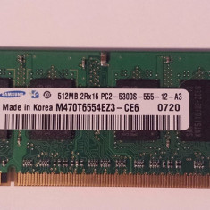 Memorie laptop KIT 1GB 512MBx2 Samsung PC2-5300 SODIMM DDR2