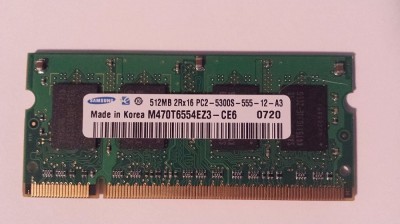 Memorie laptop KIT 1GB 512MBx2 Samsung PC2-5300 SODIMM DDR2 foto