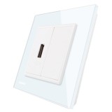 Priza simpla USB Livolo VL-C791USB-11, rama din sticla, incastrata, alb