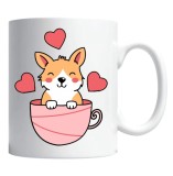 Cana alba personalizata &quot;cute corgi&quot;, INOVATIX&reg;. 330ml
