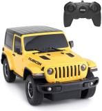 MASINA CU TELECOMANDA JEEP WRANGLER RUBICON GALBEN CU SCARA 1 LA 24 SuperHeroes ToysZone, Rastar