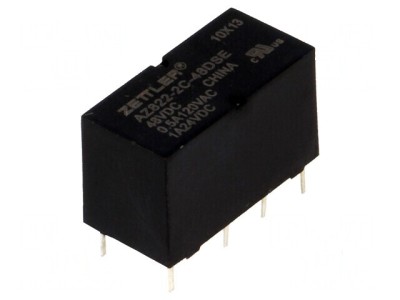 Releu electromagnetic DPDT 48VDC 2A 0,5A/120VAC PCB foto
