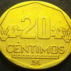 Moneda exotica 20 CENTIMOS - PERU, anul 2001 * cod 3905