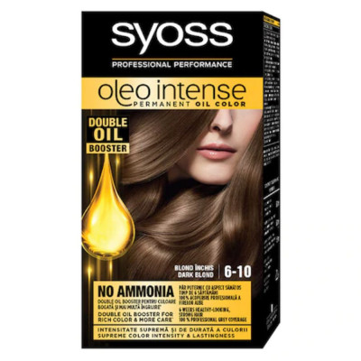 Vopsea de Par Permanenta, Fara Amoniac, SYOSS Oleo Intense, 6-10 Nuanta Blond Inchis, 115 ml, Vopsea Permanenta, Vopsea Fara Amoniac, Vopsea SYOSS, Vo foto