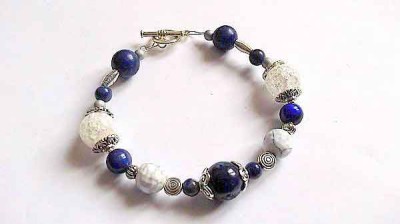 Bratara cristale de stanca, agate si lapis lazuli, bratara femei 32147 foto