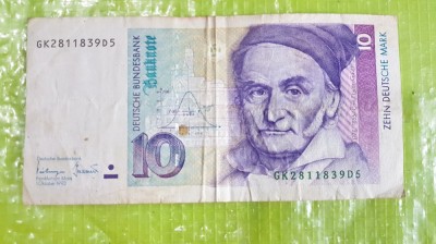 F788-Bancnota 10 marci-DM Germania Octombrie 1993. foto