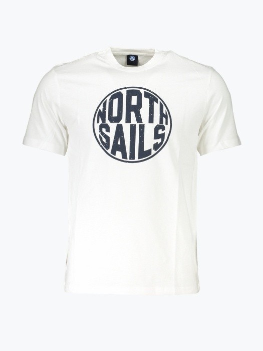 Tricou barbati din bumbac cu imprimeu cu logo si croiala Regular fit alb, S