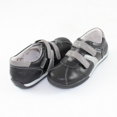 Pantofi copii piele naturala - Marelbo negru gri - Marimea 25