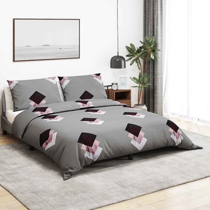 vidaXL Set cu husă de pilotă, gri, 155x220 cm, bumbac 136470