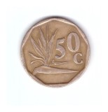Moneda Africa de Sud 50 cents/centi 1993, stare buna, curata