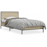 Cumpara ieftin Cadru de pat, stejar sonoma, 90x200 cm, lemn prelucrat si metal