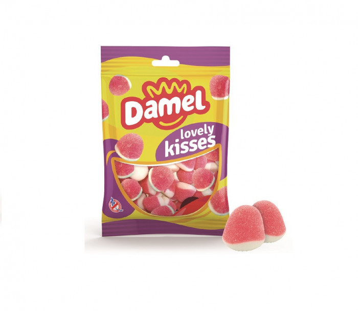 Jeleuri gumate DAMEL aroma capsuni STRAWBERRY KISSES 80g