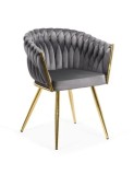 Scaun living BUC 261, catifea, structura metalica aurie, perne groase, 120 kg
