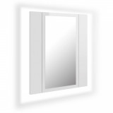Dulap de baie cu oglindă și LED, alb extralucios, 40x12x45 cm
