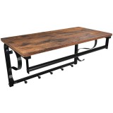 Cuier de perete cu raft, bara pentru umerase, Artool, 5 carlige, metal, pal, negru si maro rustic, 60x30x31.7 cm, Leobert