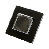 Priza schuko simpla neagra 220V, 16A cu capac transparent, rama din sticla 86x86x34mm