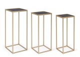 Cumpara ieftin Set 3 masute fier auriu Nucleos 24x24x65 cm, 28x28x70 cm,31x31x75 cm