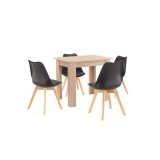 Set masa Amina 4 1 Leziter Negru-stejar Sonoma, 4 scaune Silla si masa York