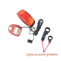 Set lumini siguranta LED bicicleta, sonerie cu 8 melodii, lumini frana si semnalizare, RESIGILAT foto