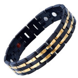 Bratara magnetica din otel inoxidabil, black-gold, model TY446JB