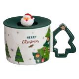 Cana Craciun cu maner bradut si capac silicon cu Mos Craciun, 350 ml