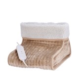 Cumpara ieftin Incalzitor electric de picioare cu regulator temperatura si cronometru, textil alb maro 29 x 29,5 x 24 cm