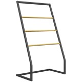 HOMCOM Suport pentru Prosoape cu 4 Nivele, din Bambus și Oțel, Suport Independent pentru Spații Mici, Baie și Cameră de Spălat, 60x35x102 cm, Lemn Nat