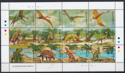 Guyana - DINOZAURI - Bloc 12 Val. - MNH foto
