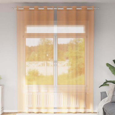 vidaXL Perdele Voile cu Oeli 2 buc Portocaliu 140x260 cm foto