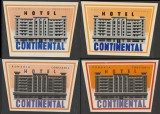 Romania anii 60-70 - Set 4 Vignete de bagaje Hotel CONTINENTAL din Constanta (tip 2, varietati), ONT Carpati, etichete hoteliere, promovare turistica