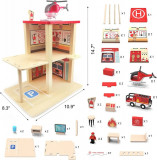 Cumpara ieftin Statie de pompieri din lemn cu accesorii - Joc de rol- IQ Toys
