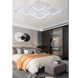 Lustra LED RGB cu telecomanda QUADRIS, 240W, 6 Patrate, lumina Rece/Calda/Neutra, Dimabila, Alb