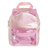 Rucsac Fete Holografic, Roz, Urechi 3D, 13x7x18cm, Oem
