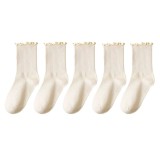 Set 5 perechi de sosete pentru dama, SS084, Crem, marime universala
