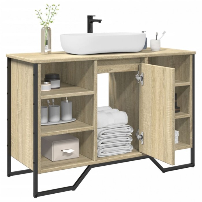 vidaXL Dulap chiuvetă baie, stejar sonoma, 91x35x60 cm, lemn prelucrat