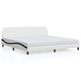 Cumpara ieftin Cadru de pat Dover alb si negru 200x200cm piele artificiala