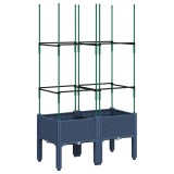 Cumpara ieftin Jardiniera de gradina cu spalier, albastru gri, 80x40x142,5 cm, PP