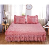 Cumpara ieftin Set Cuvertura Pat Catifea, Roz -LIM51