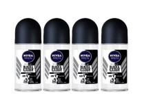 Set 4 x Deodorant Roll-On Nivea MEN 50ml, BlackWhite Invisible Original, Anti-urme albe, revirgorant, prospetime de durata, protectie 48h foto