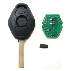 Cheie Auto Completa Techstar® Pentru BMW Seria 3/5/7, 1998/2005, 3 Butoane, Chip Transmitator 434MHZ, HU92, Negru