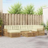 vidaXL Set de canapele de exterior cu pernă 7 pcs Alb și crem 3390795