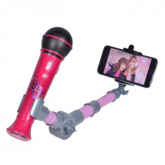 Microfon de jucarie cu selfie stick, 21 cm, roz foto